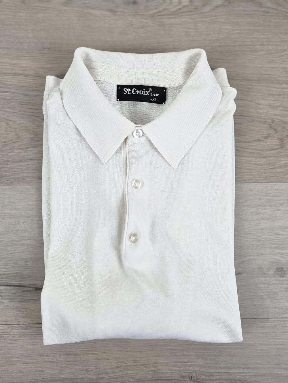 Vtg St Croix Knit Polo Shirt Mens XL White Short Sleeve Cotton Microfiber USA